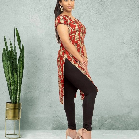 Red Printed Kurta, Tranquil Threads | Muvvas Boutique - Picture 3 of 5